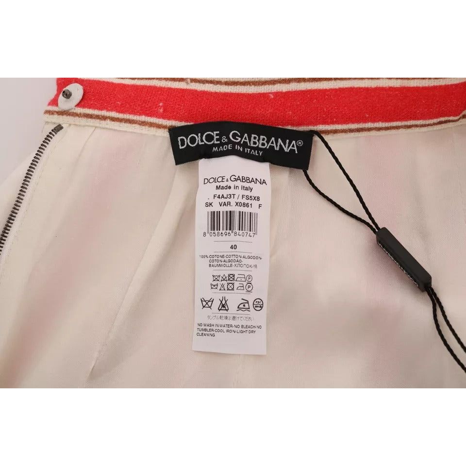 Dolce & Gabbana Multicolor Portofino Stripes Cotton Midi Skirt SKI1053-40