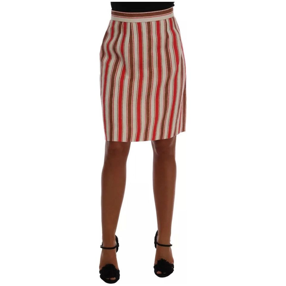 Dolce & Gabbana Multicolor Portofino Stripes Cotton Midi Skirt SKI1053-40
