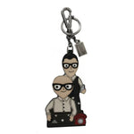 Dolce & Gabbana Silver Leather Dominico Stefano #DGFAMILY Logo Badge Keychain SMYK2139