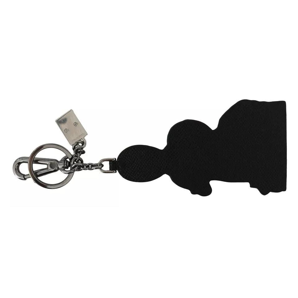 Dolce & Gabbana Silver Leather Dominico Stefano #DGFAMILY Logo Badge Keychain SMYK2139