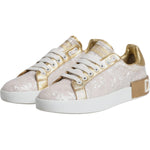 Dolce & Gabbana White Portofino Mother Of Pearl Sneakers Casual Shoes LA12303-37