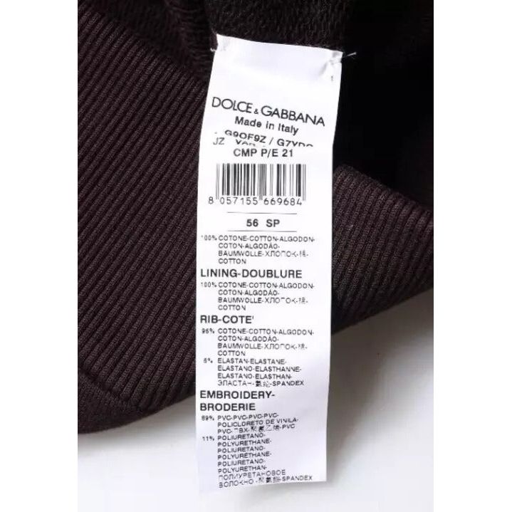 Dolce & Gabbana Brown Cotton Hooded Men Sweatshirt Sweater TSH87462-56