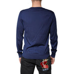 Dolce & Gabbana Navy Blue Cashmere V-neck Pullover Sweater TSH87485-48