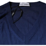 Dolce & Gabbana Navy Blue Cashmere V-neck Pullover Sweater TSH87485-48