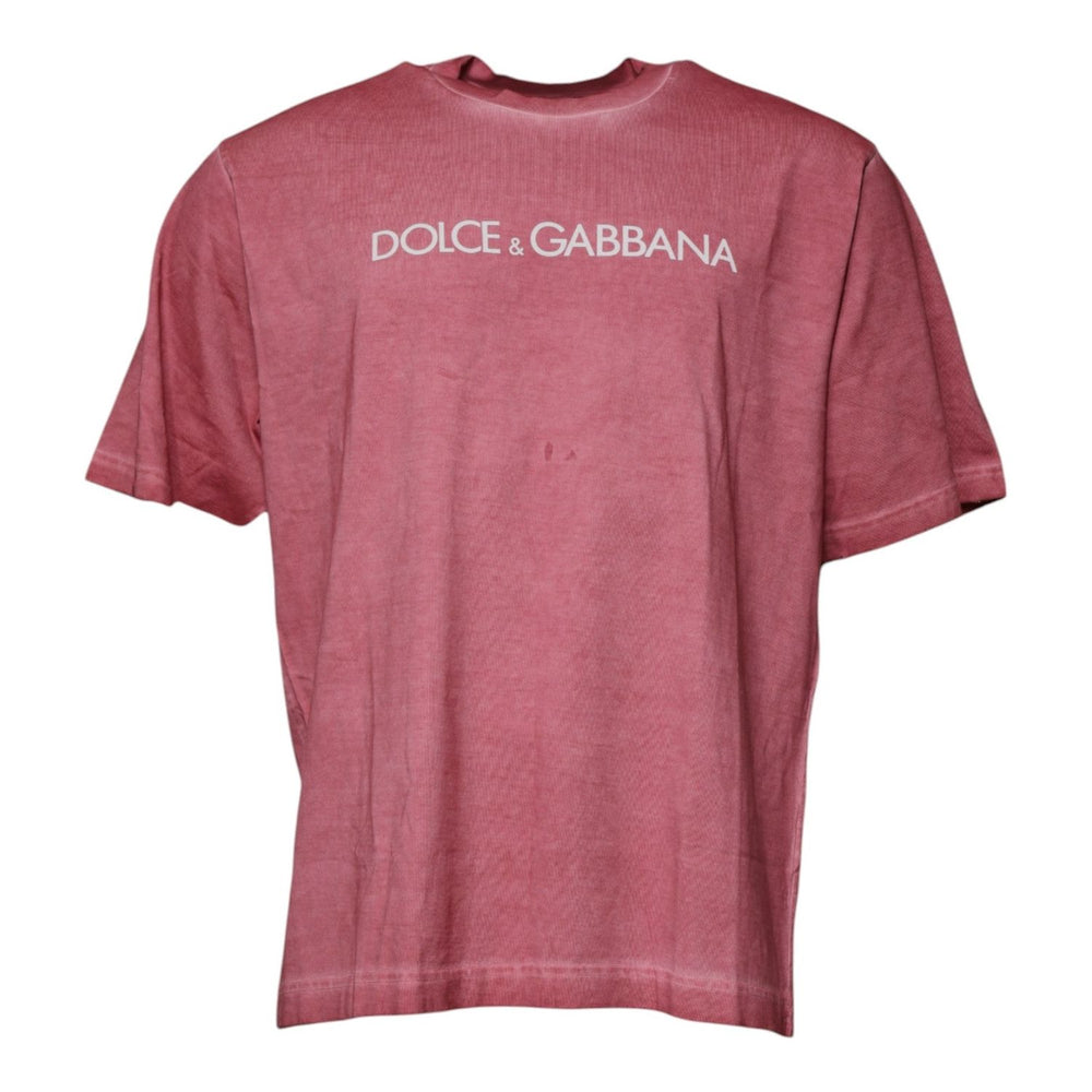 Dolce & Gabbana Pink Logo Print Cotton Crew Neck T-shirt TSH87634-52