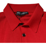 Dolce & Gabbana Red Cashmere Collared Pullover Sweater TSH87715-54