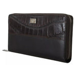 Dolce & Gabbana Brown Exotic Leather Zip Around Continental Clutch Wallet VAS12503