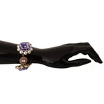 Dolce & Gabbana FIORI BLOOMING Floral Baroque Crystals Brass Bracelet SMY100667