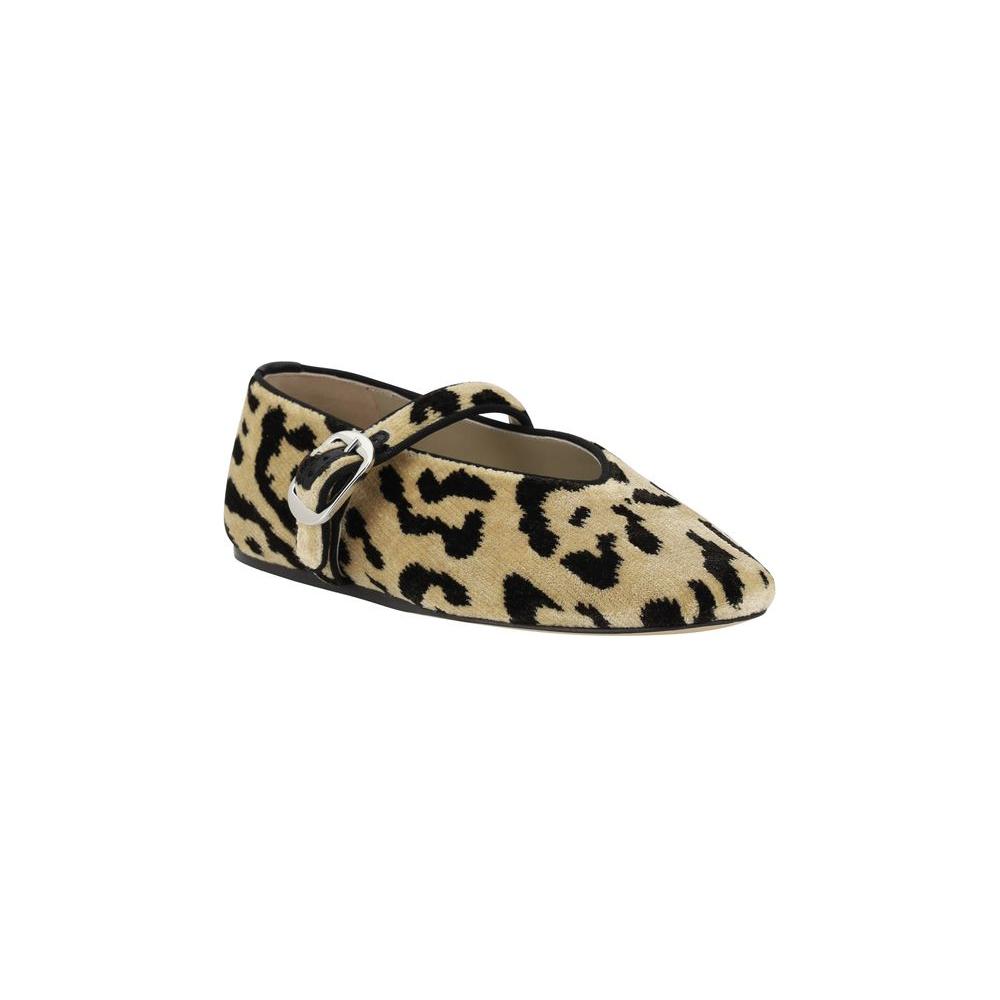 LE MONDE BERYL Leopard Stella Ballerinas with beveled toe, adjustable strap, and elegant leopard print design for style and comfort.