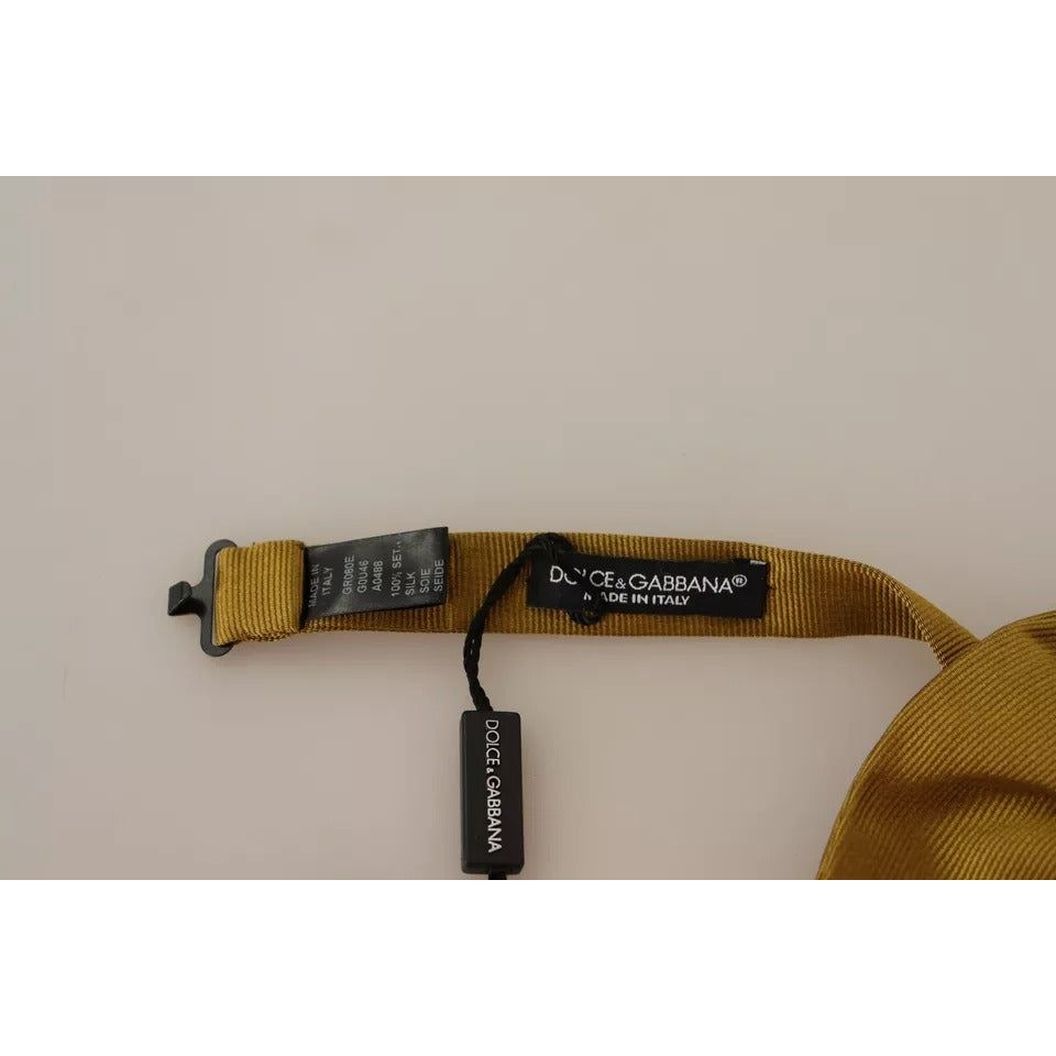 Dolce & Gabbana Yellow Mustard 100% Silk Butterfly Bow Tie Men FT3511