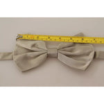 Dolce & Gabbana Silver Gray 100% Silk Adjustable Neck Bow Tie FT3512