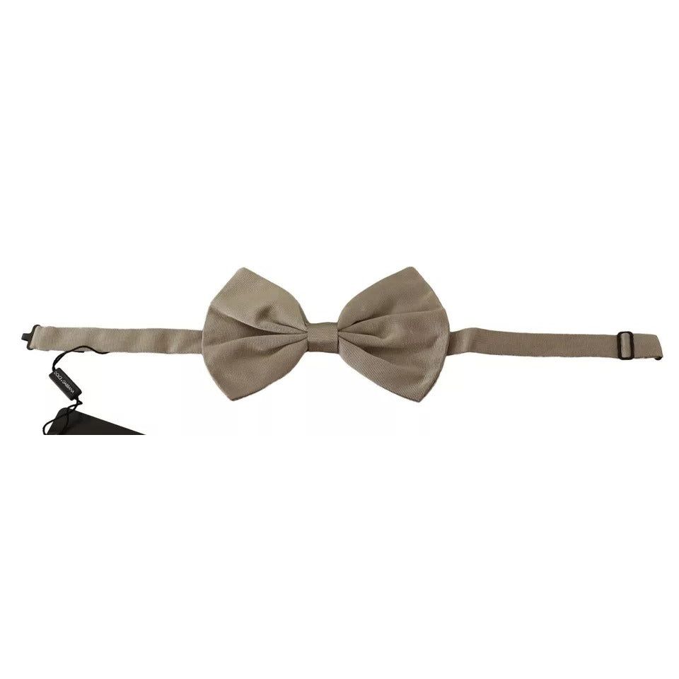 Dolce & Gabbana Silver Gray 100% Silk Adjustable Neck Bow Tie FT3512