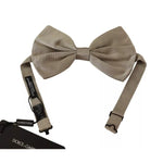 Dolce & Gabbana Silver Gray 100% Silk Adjustable Neck Bow Tie FT3512