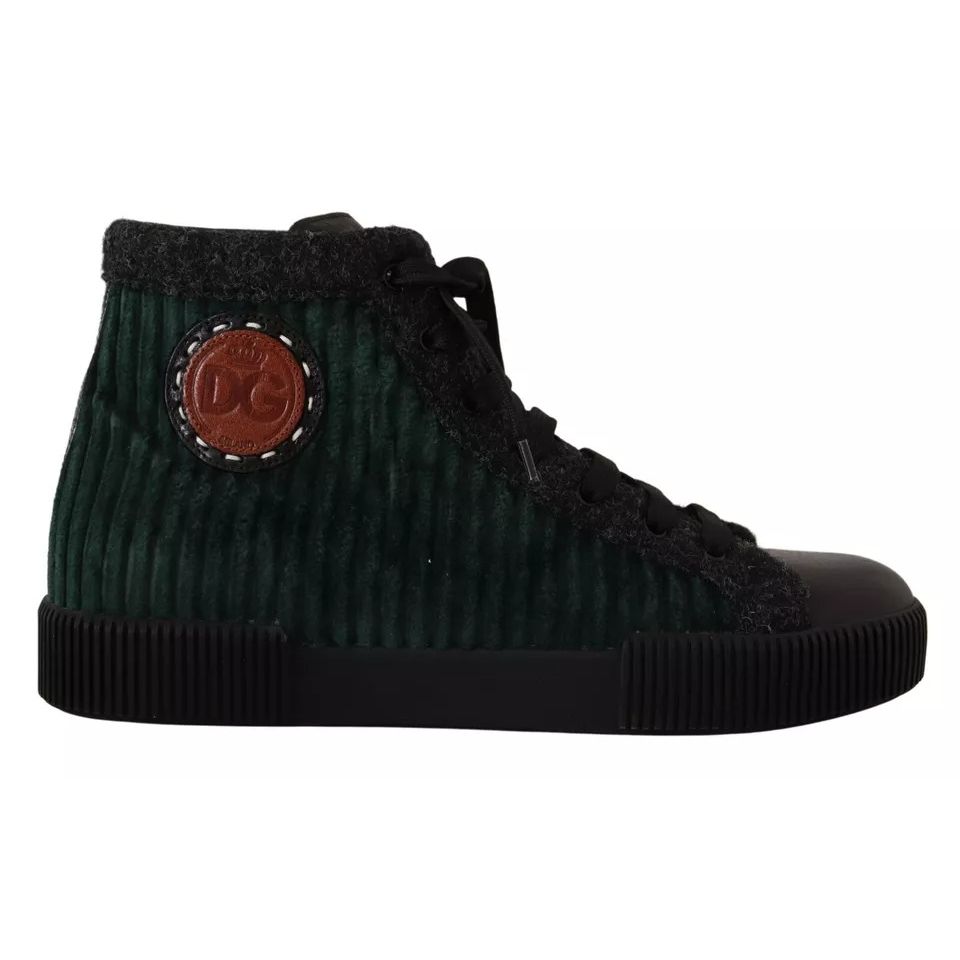 Dolce & Gabbana Green Corduroy High Tops Sneakers Mens Casual Shoes