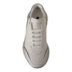 Dolce & Gabbana White Silver Leather Daymaster Sneakers Shoes LA9946-39.5