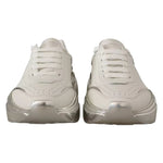 Dolce & Gabbana White Silver Leather Daymaster Sneakers Shoes LA9946-39.5