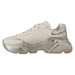 Dolce & Gabbana White Silver Leather Daymaster Sneakers Shoes LA9891-36.5