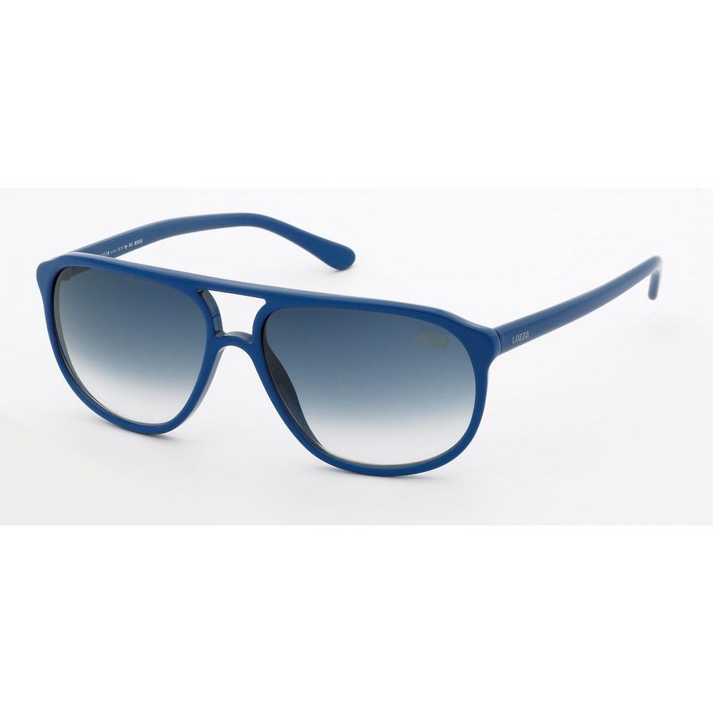 Lozza SL1872580NK1 blue injected sunglasses with gradient lenses, electric blue full glossy frame, and unisex design.