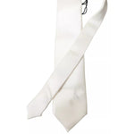 Dolce & Gabbana Off White Satin Silk Classic Men Necktie KRA3251