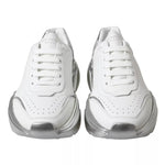 Dolce & Gabbana White Silver Daymaster Leather Sneakers Shoes LA10684-37.5