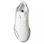 Dolce & Gabbana White Silver Daymaster Leather Sneakers Shoes LA10684-37.5