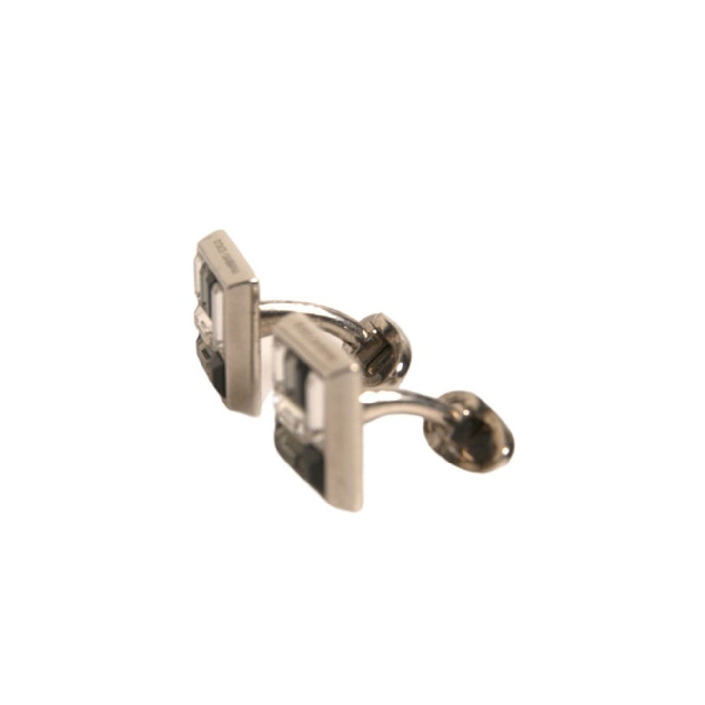 Dolce & Gabbana Silver Plated Brass Pin Crystal Cufflinks SMY10581
