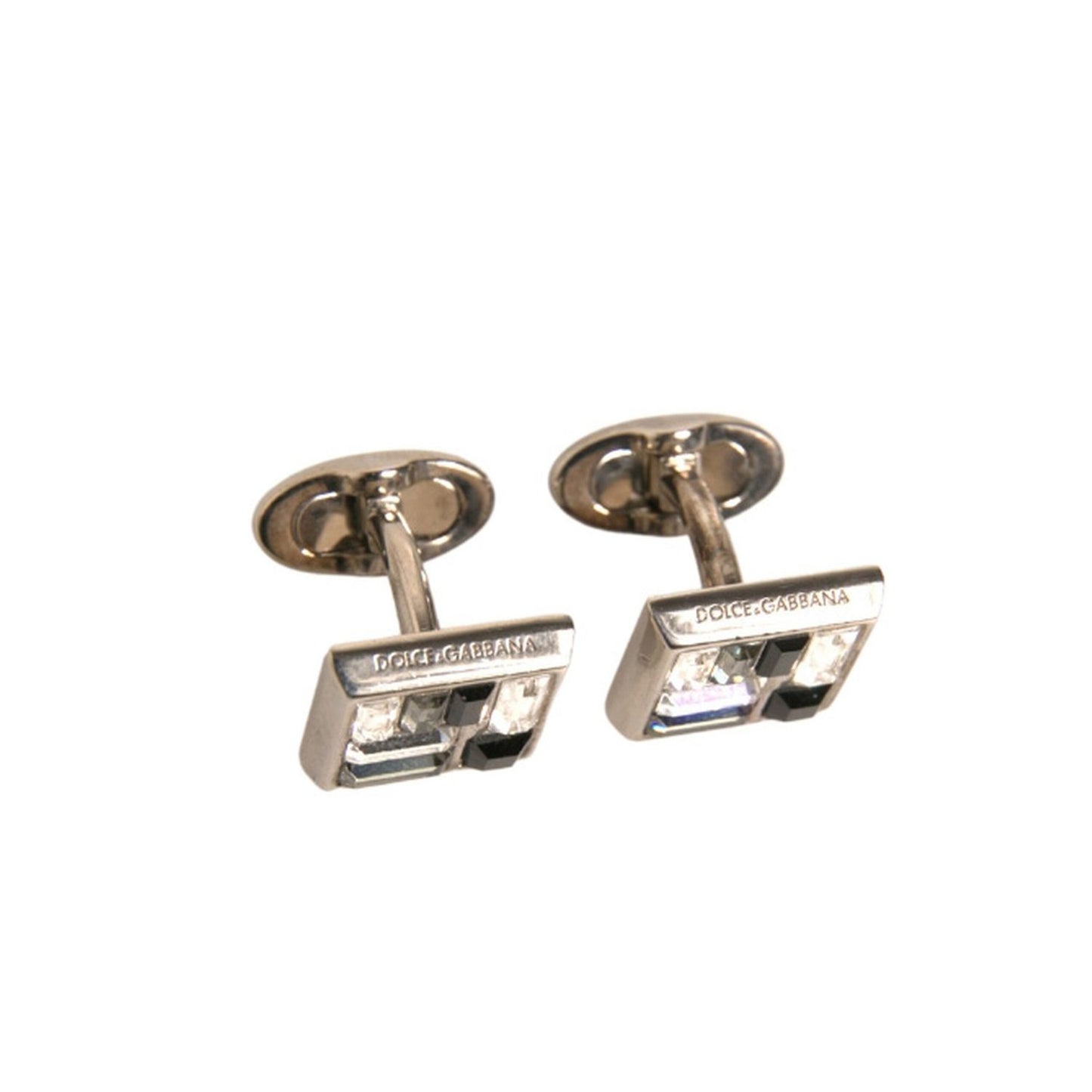 Dolce & Gabbana Silver Plated Brass Pin Crystal Cufflinks SMY10581