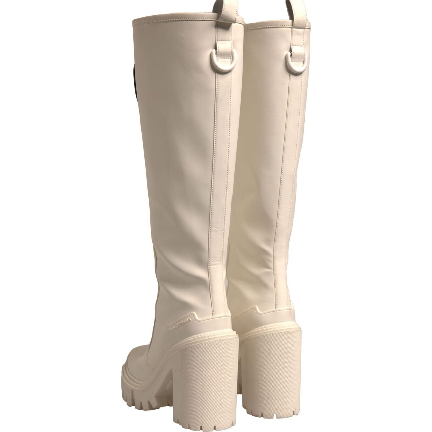 Dolce & Gabbana White DG Logo Hi Trekking Plateau Biker Boots Shoes LA12302-37