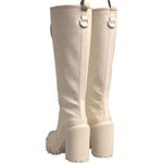 Dolce & Gabbana White DG Logo Hi Trekking Plateau Biker Boots Shoes LA12302-37