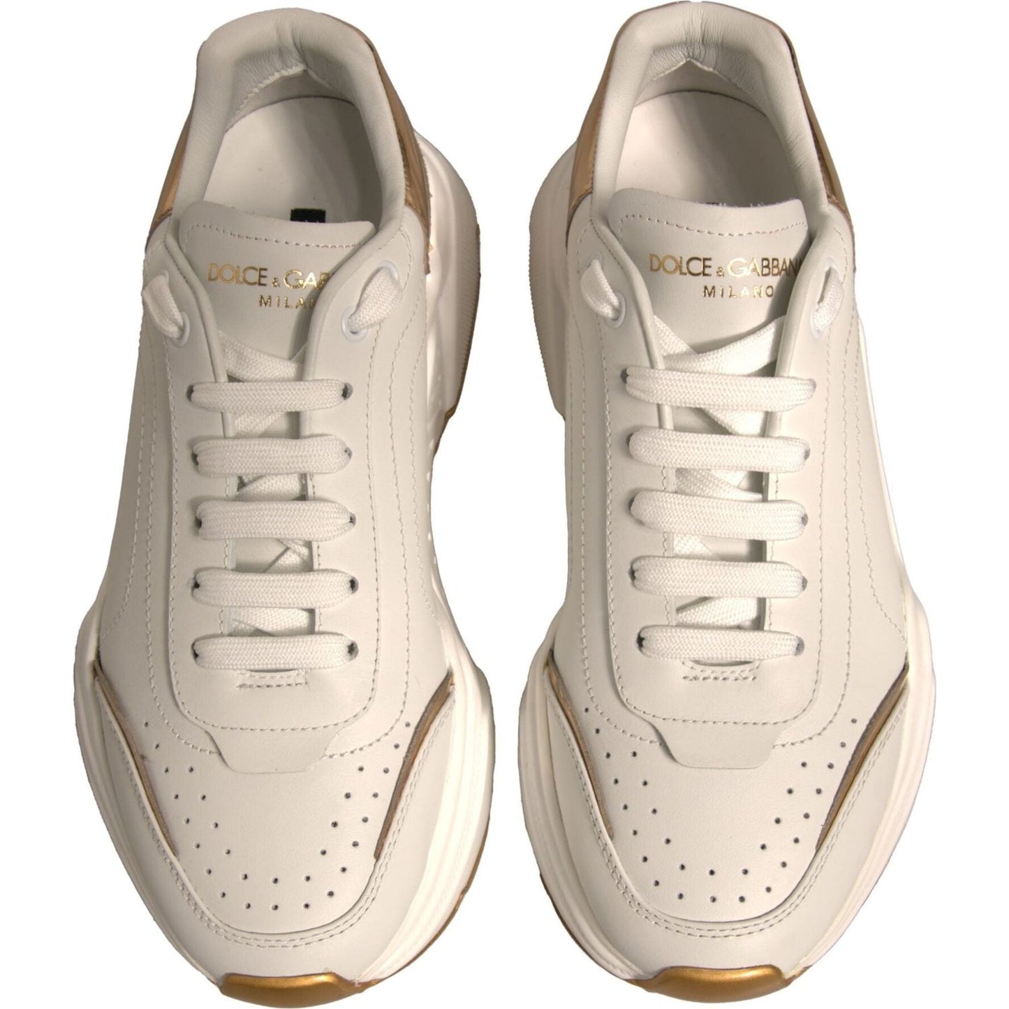 Dolce & Gabbana White Gold Daymaster Low Top Sneakers Shoes LA12299-41