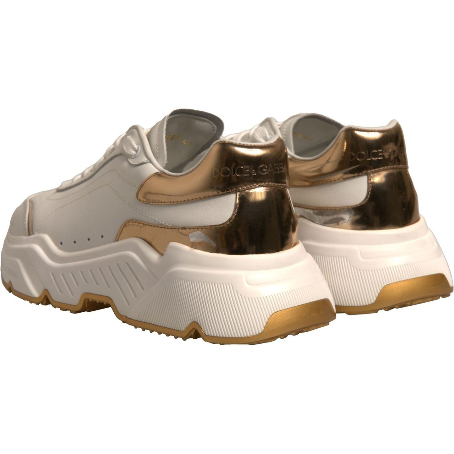 Dolce & Gabbana White Gold Daymaster Low Top Sneakers Shoes LA12299-41