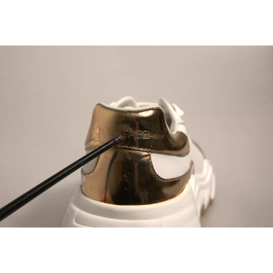 Dolce & Gabbana White Gold Daymaster Low Top Sneakers Shoes LA12299-41