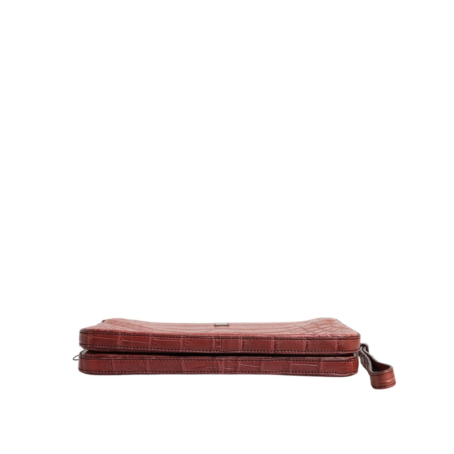 Dolce & Gabbana Bordeaux Croc Leather Logo Plaque Men Briefcase Bag BAG4037