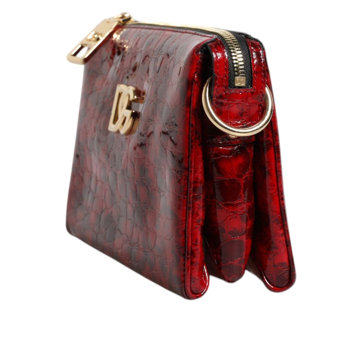 Dolce & Gabbana Red Exotic Leather DG Logo Women Crossbody Bag
