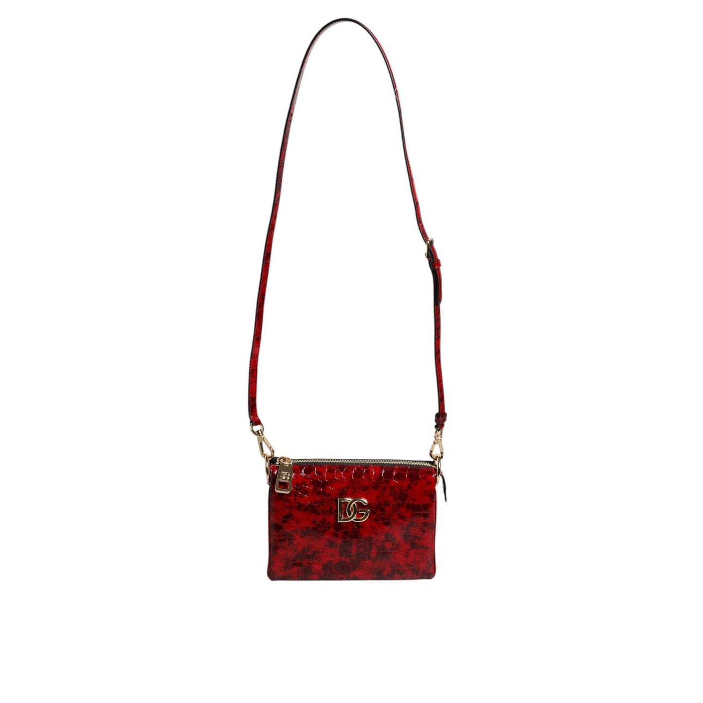 Dolce & Gabbana Red Exotic Leather DG Logo Women Crossbody Bag