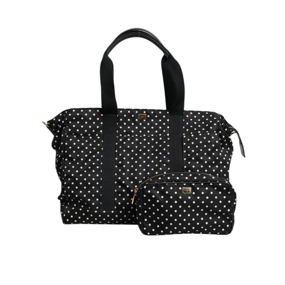 Dolce & Gabbana Black PolkaDot Nylon Shoulder Baby Tote Diaper Bag BAG4073