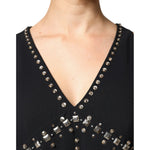 PINKO Black Embellished Polyester Sleeveless Shift A-line Mini Dress DR281354-42