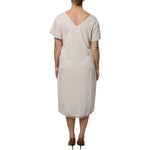 Peserico Off White Short Sleeves V-neck Shift Midi Dress DR281368-40