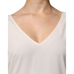 Peserico Off White Short Sleeves V-neck Shift Midi Dress DR281368-40