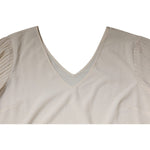 Peserico Off White Short Sleeves V-neck Shift Midi Dress DR281368-40