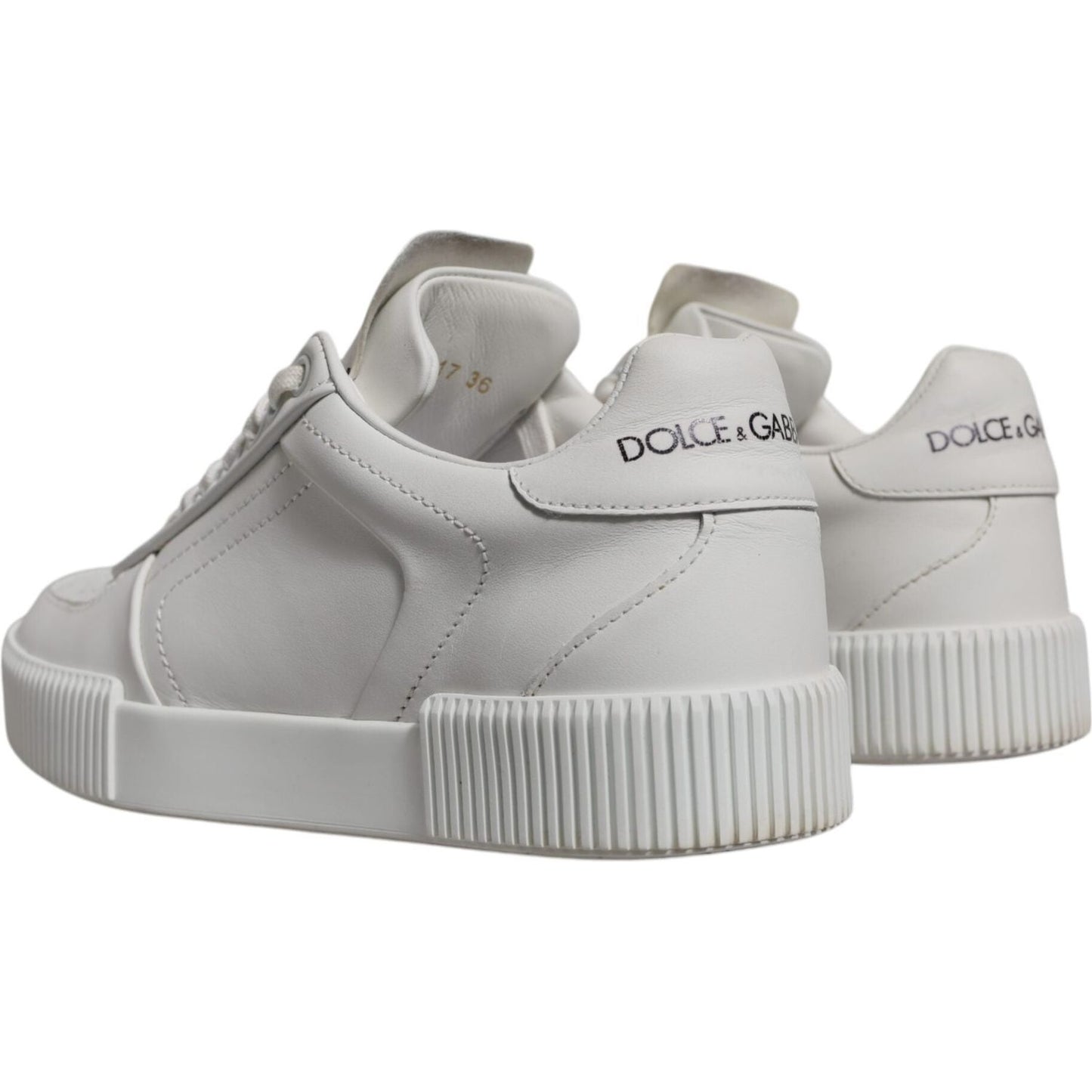 Dolce & Gabbana White Miami Leather Low Top Sneakers Shoes LA12420-36