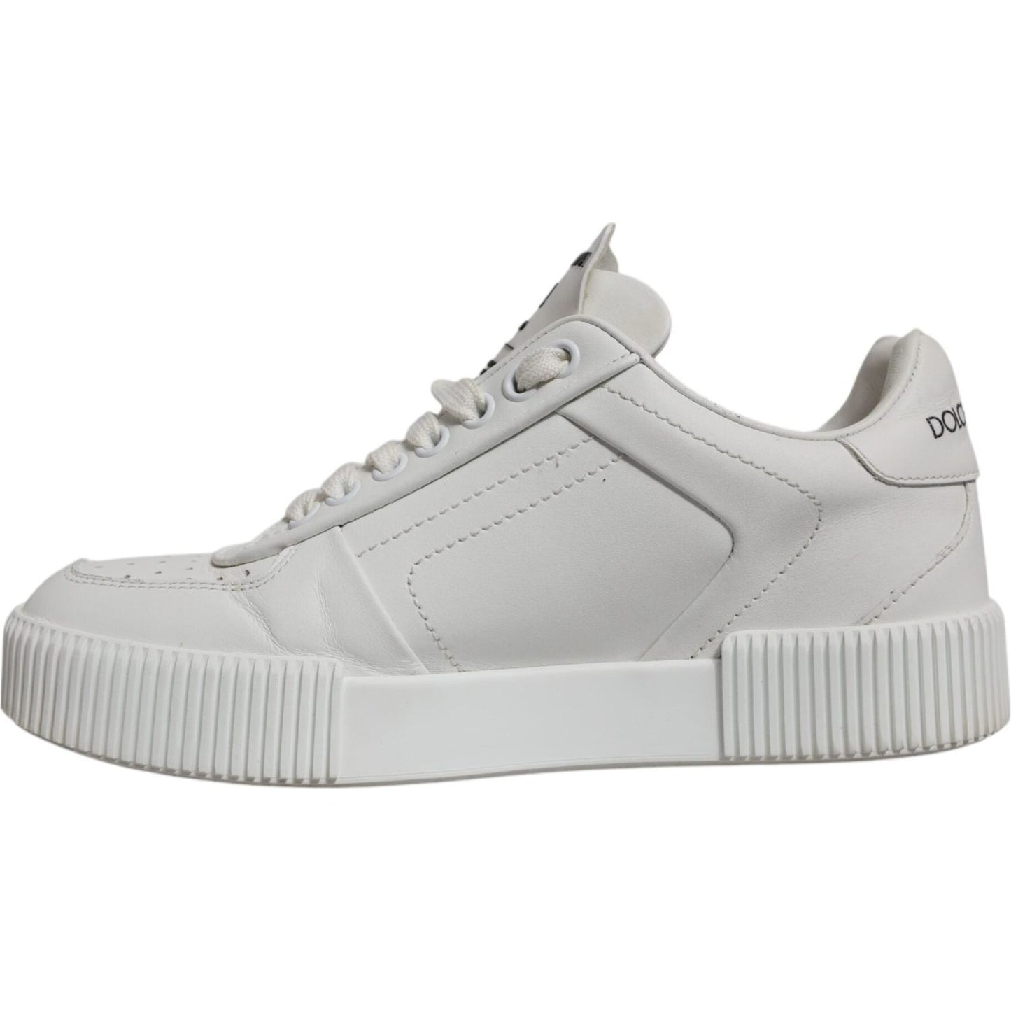 Dolce & Gabbana White Miami Leather Low Top Sneakers Shoes LA12420-36