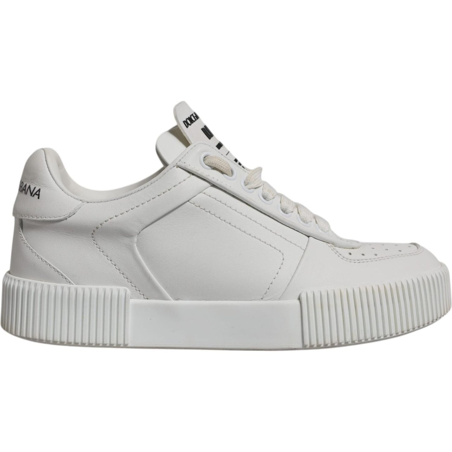 Dolce & Gabbana White Miami Leather Low Top Sneakers Shoes LA12420-36