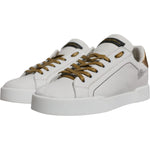 Dolce & Gabbana White Gold Leather Low Top Sneakers Shoes LA12423-37.5