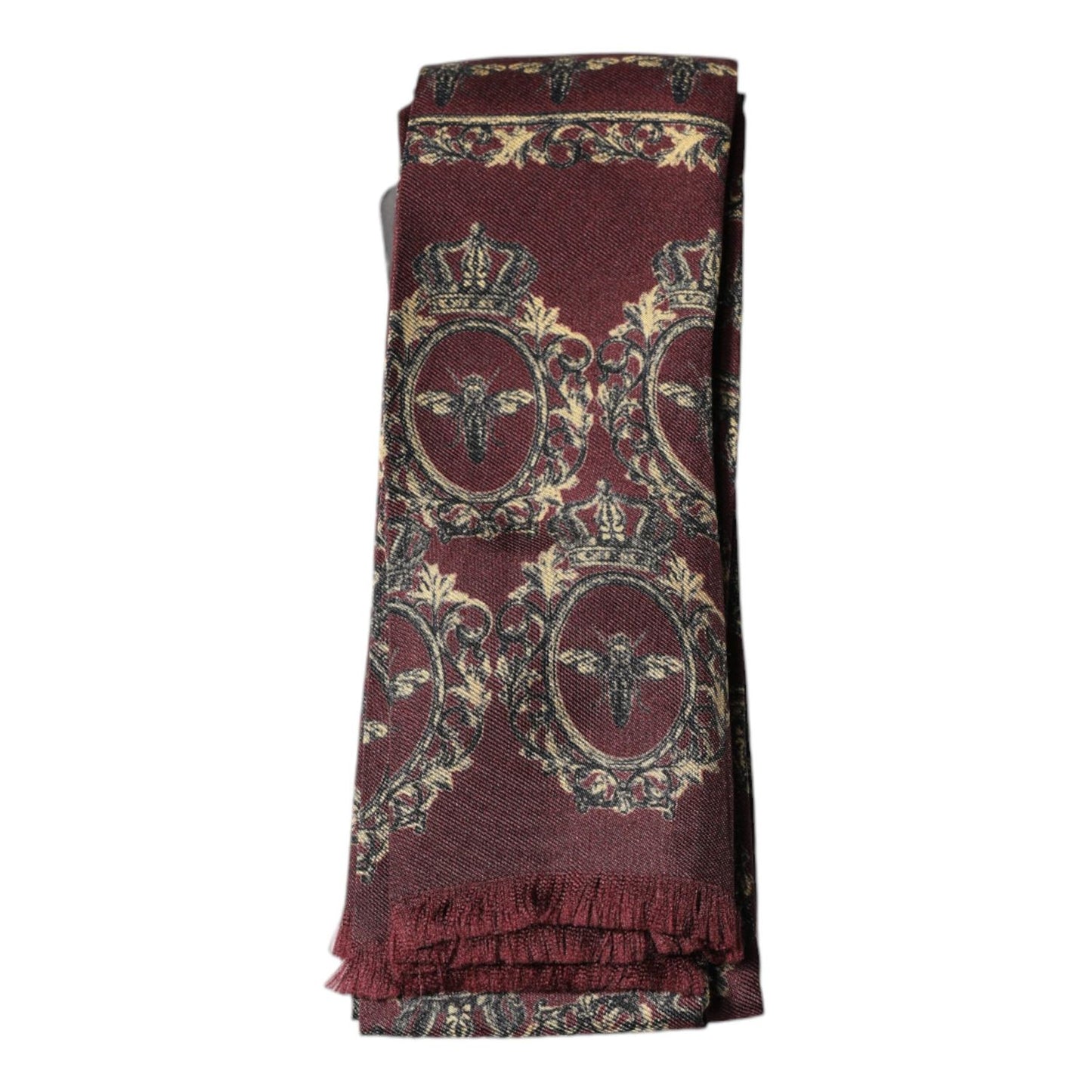 Dolce & Gabbana Bordeaux Printed Silk Neck Wrap Shawl Scarf MS7272