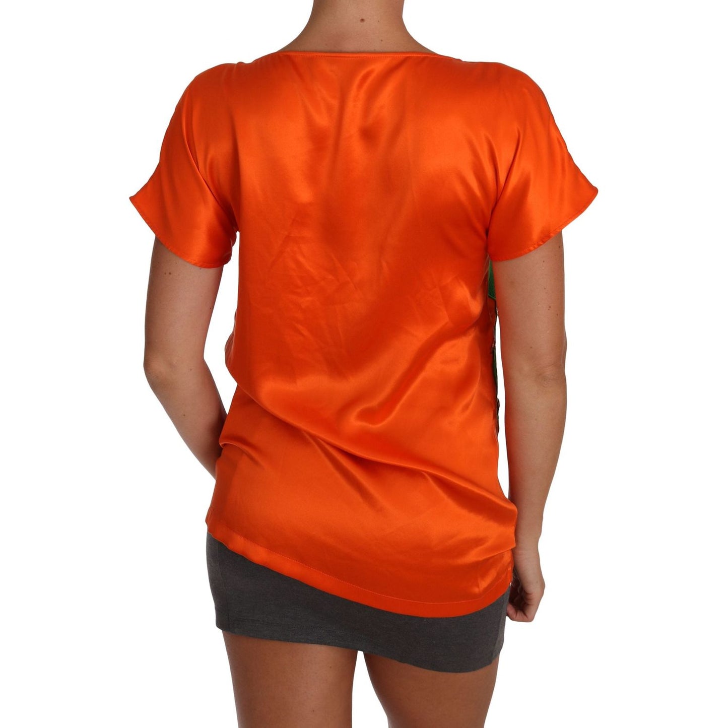 Dolce & Gabbana Silk Orange Lemon Crystal T-shirt Top TSH2381-36