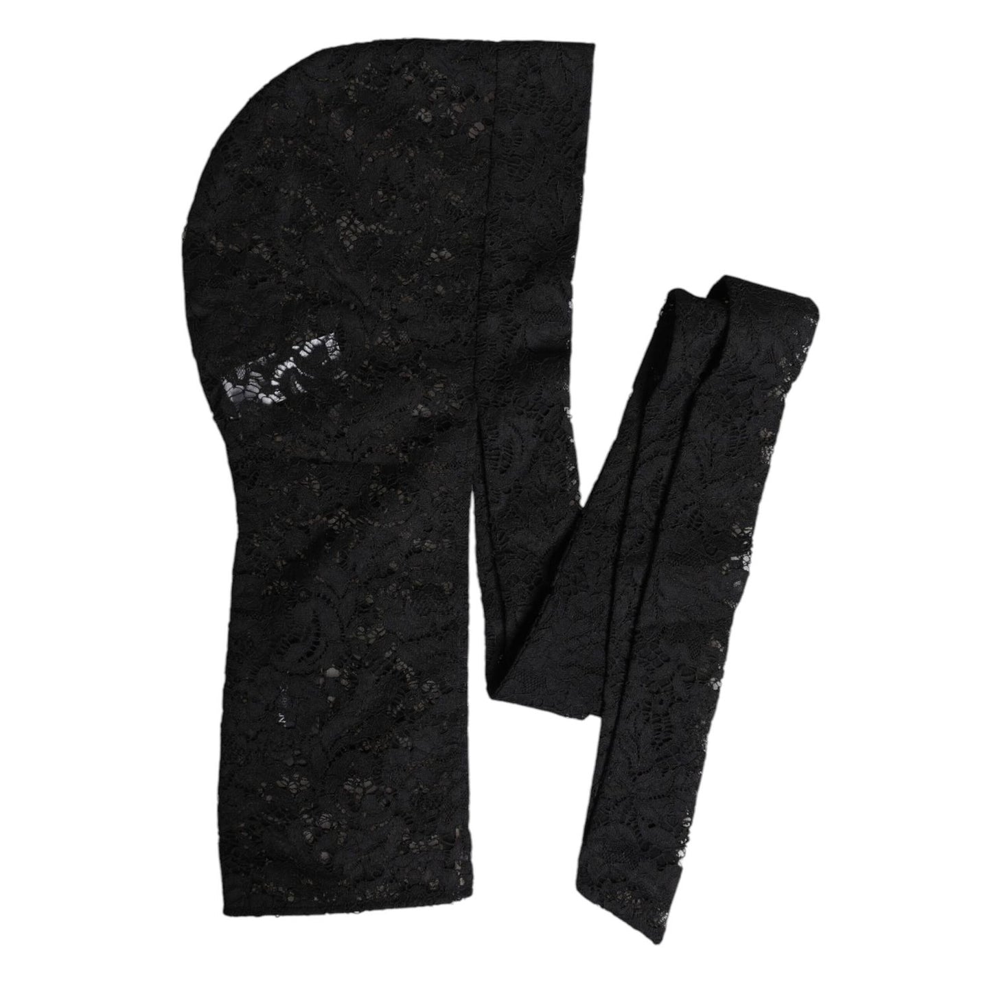 Dolce & Gabbana Black Floral Lace Whole Head Wrap Hat