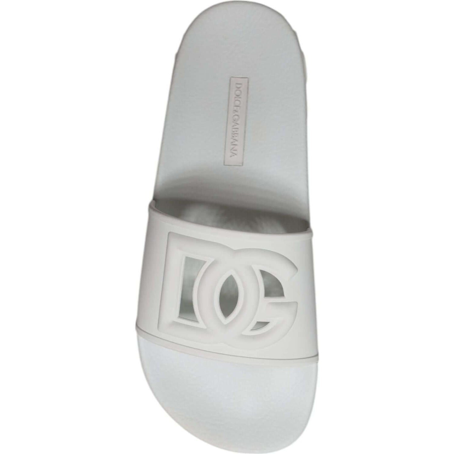 Dolce & Gabbana White Rubber Slides Sandals with Logo, Beachwear Shoes, High Craftsmanship, Made in Italy