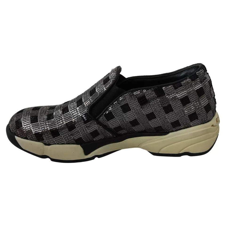 PINKO Silver Black Slip-on Sequence Design Sneakers Shoes LA8326-39