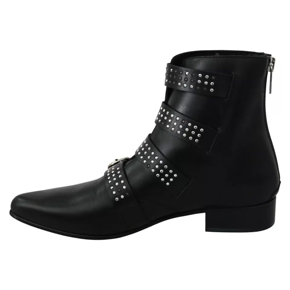 Dondup Black Fashion Buckled Zipper Ankle Boots Shoes LA8385-37